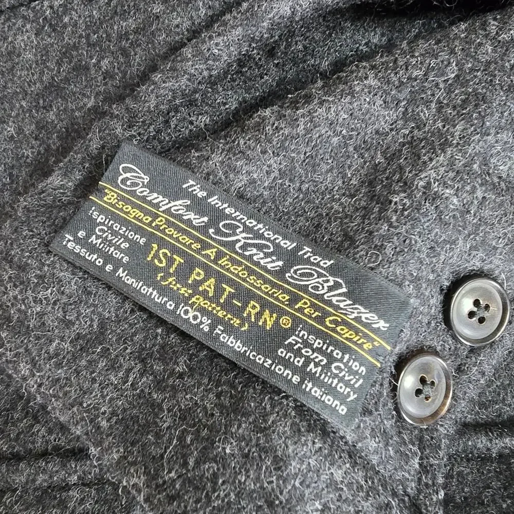 1st‎ PAT-RN Comfort Knit Blazer Wool Gray Size S